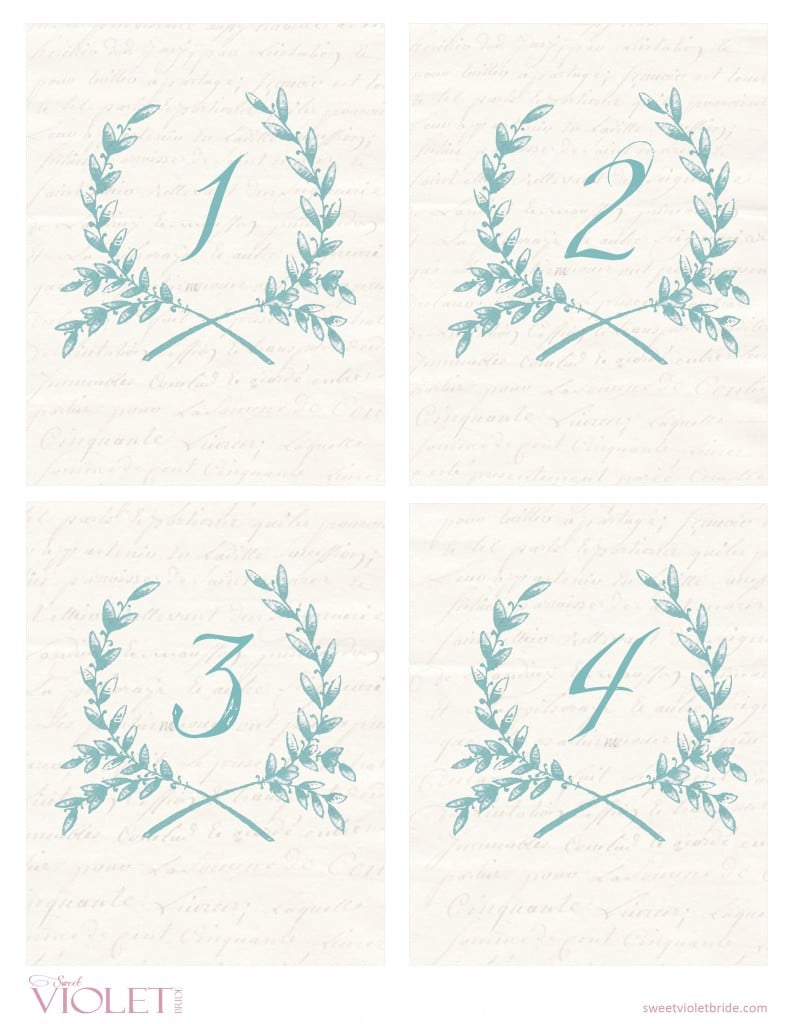 Wheat Wreath Table Numbers