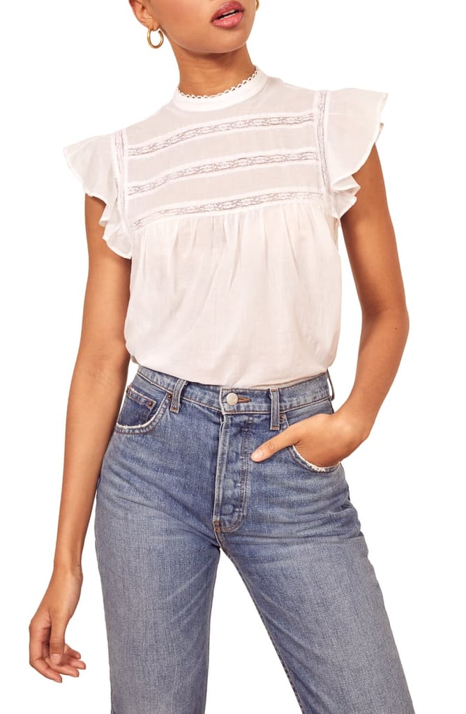 Reformation Dahlia Lace Trim Top