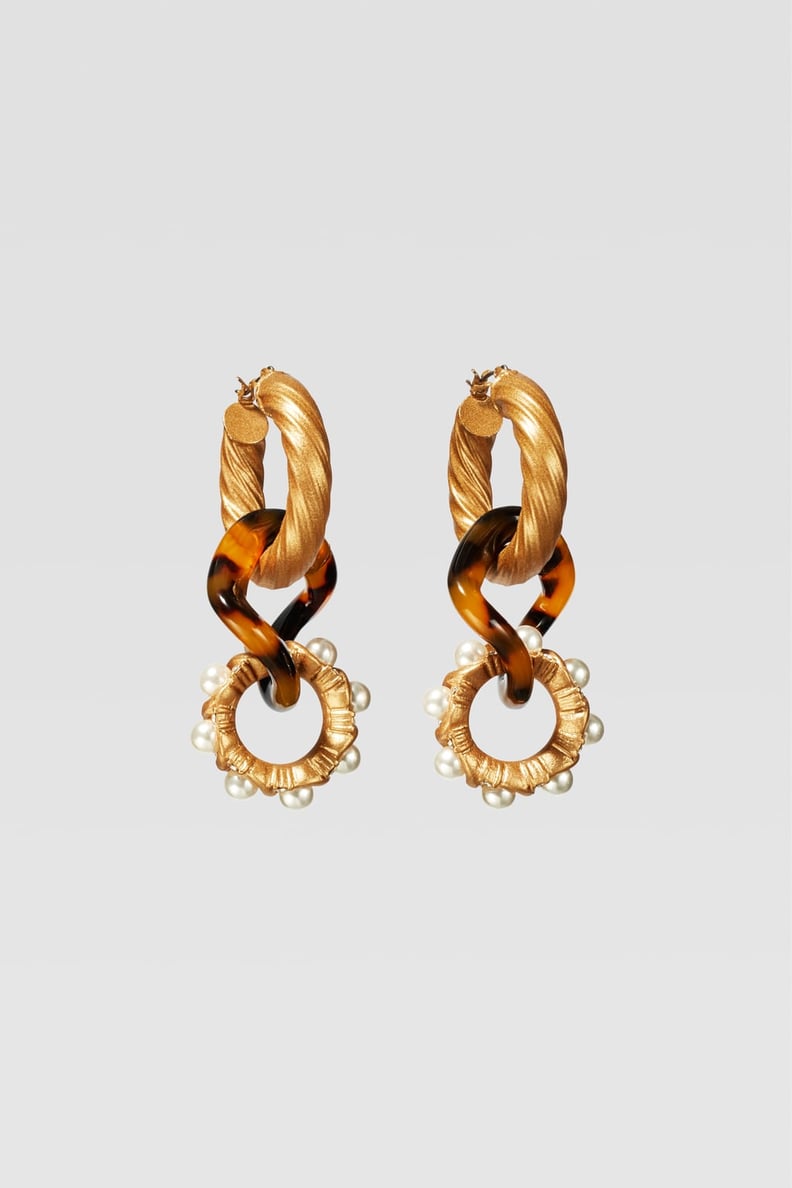 Zara Campaign Collection Pearl Hoop Earrings