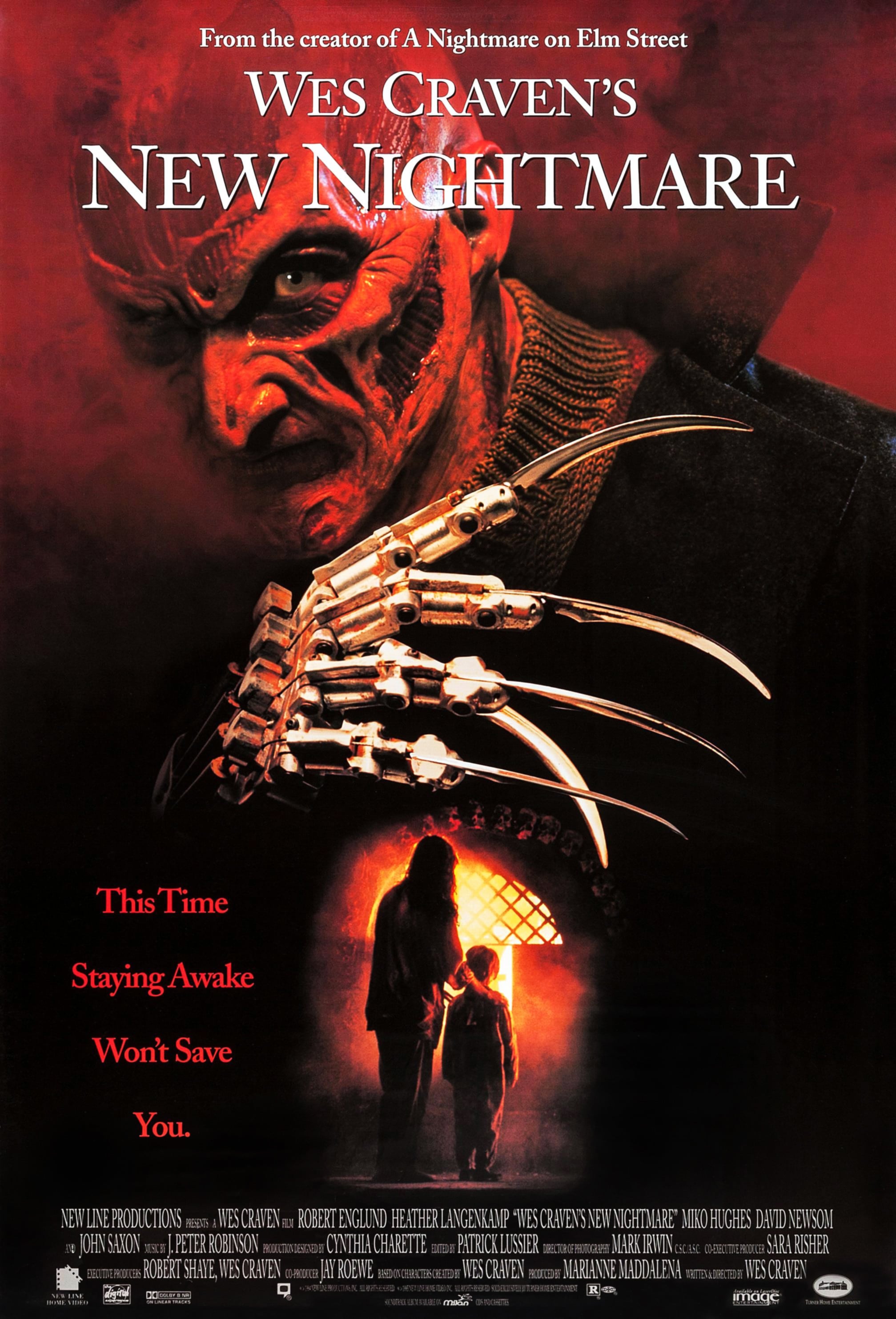 NEW NIGHTMARE, (aka WES CRAVEN'S NEW NIGHTMARE), (aka A NIGHTMARE ON ELM STREET 7), poster art, Robert Englund, 1994. New Line/Courtesy Everett Collection