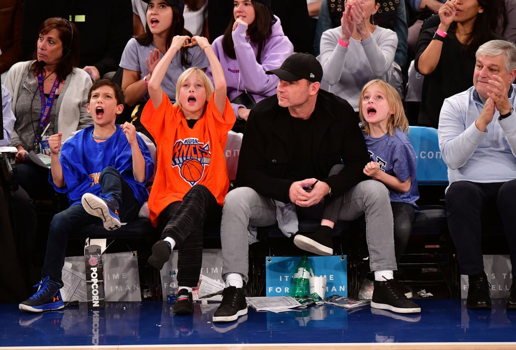 Liev Schreiber and His Sons at Basketball Game in NYC 2017