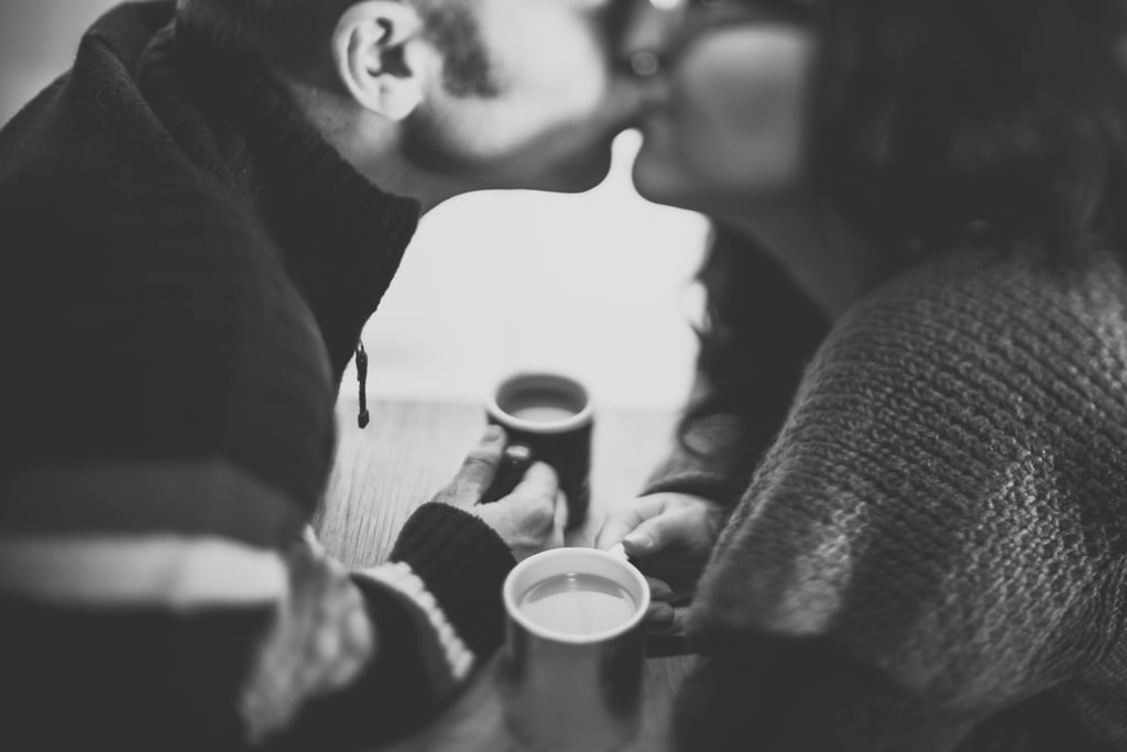 Kissing under the mistletoe.