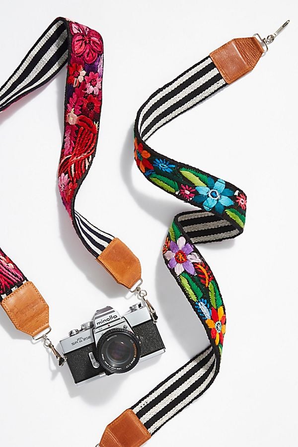 Leather Embroidery Camera Strap