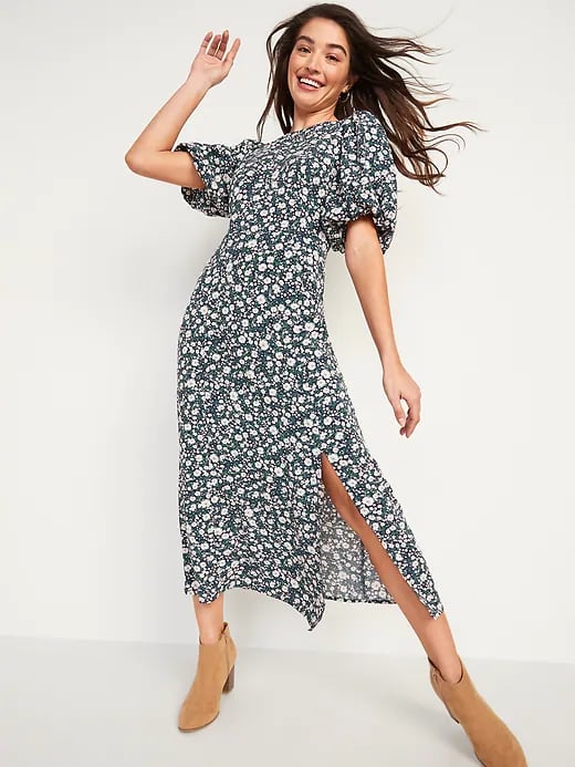 Old Navy Puff-Sleeve Floral Maxi Shift Dress