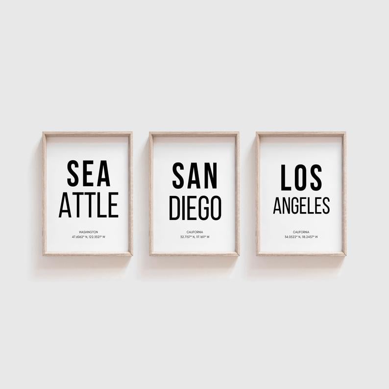 City Print Set of 3 Wall Art Set