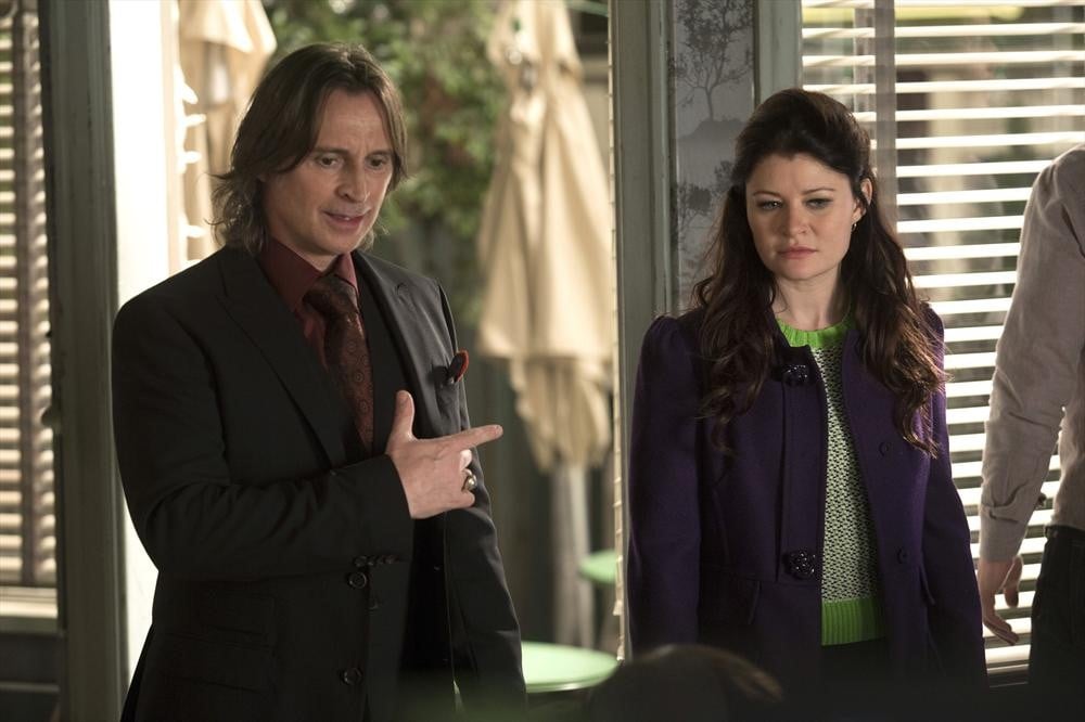 Rumpelstiltskin (Robert Carlyle) and Belle (Emilie de Ravin) on the show. 