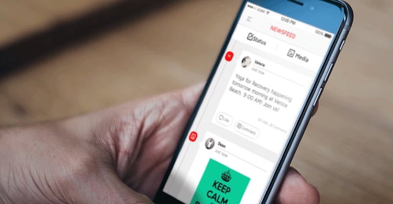 A look at Sober Grid's Newsfeed function.