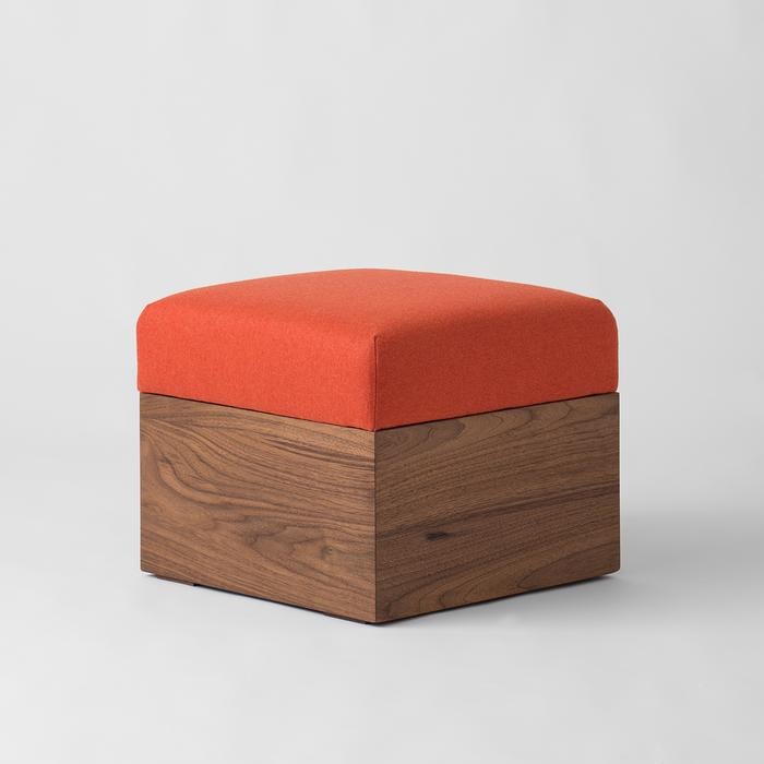 Rogers Ottoman in Orange Wool