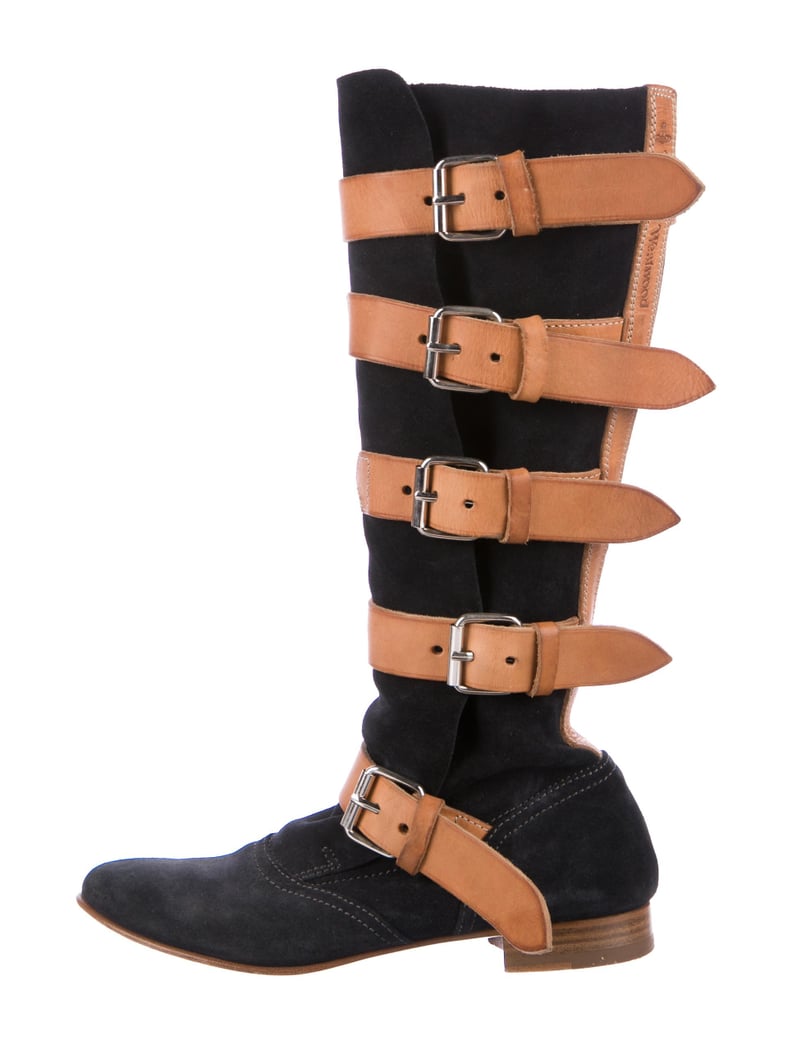 Vivienne Westwood Suede Buckle-Accented Mid-Calf Boots