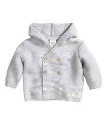 Fine-Knit Cardigan in Light Grey