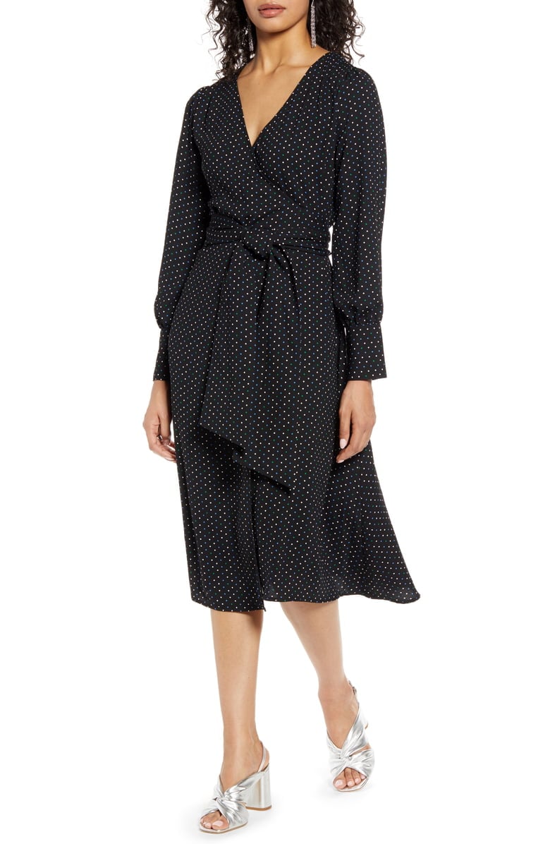 Halogen Long-Sleeve Wrap Midi Dress