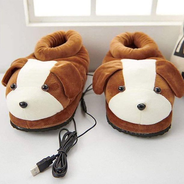 An Adorable Puppy Pair: USB Electric Heating Slippers
