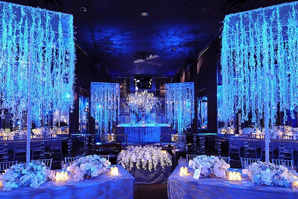 Set the tone for a winter wedding with crystal strands reminiscent of icicles.