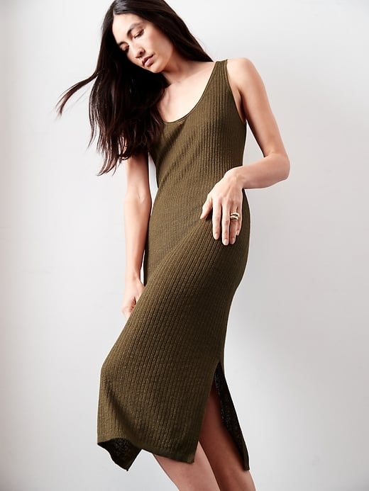 Banana Republic Linen-Blend Ribbed Sweater Dress