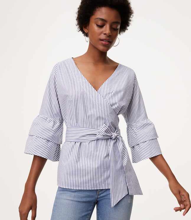 LOFT Striped Wrap Blouse