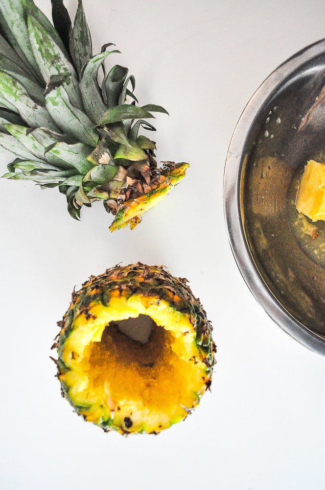 Step 3: Core out the centre of the pineapple.