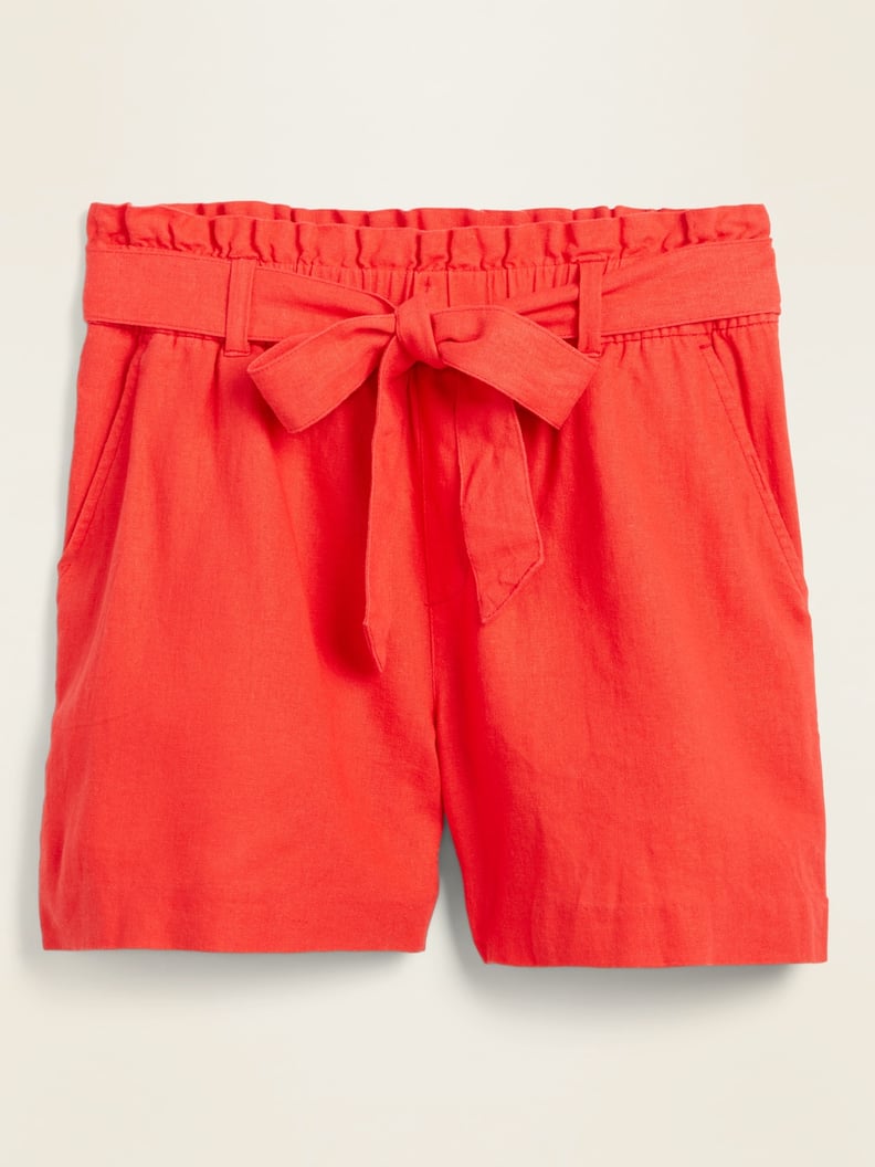 Old Navy High-Waisted Tie-Belt Linen-Blend Shorts