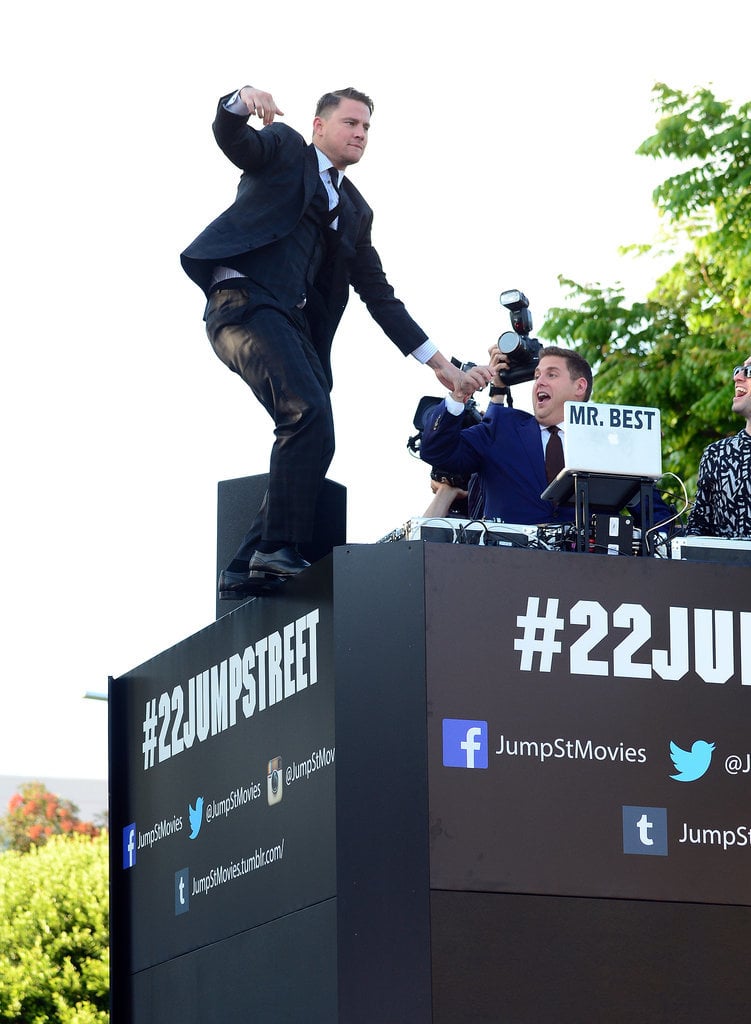 Channing Tatum and Jonah Hill had fun at the 22 Jump Street premiere in LA on Tuesday.