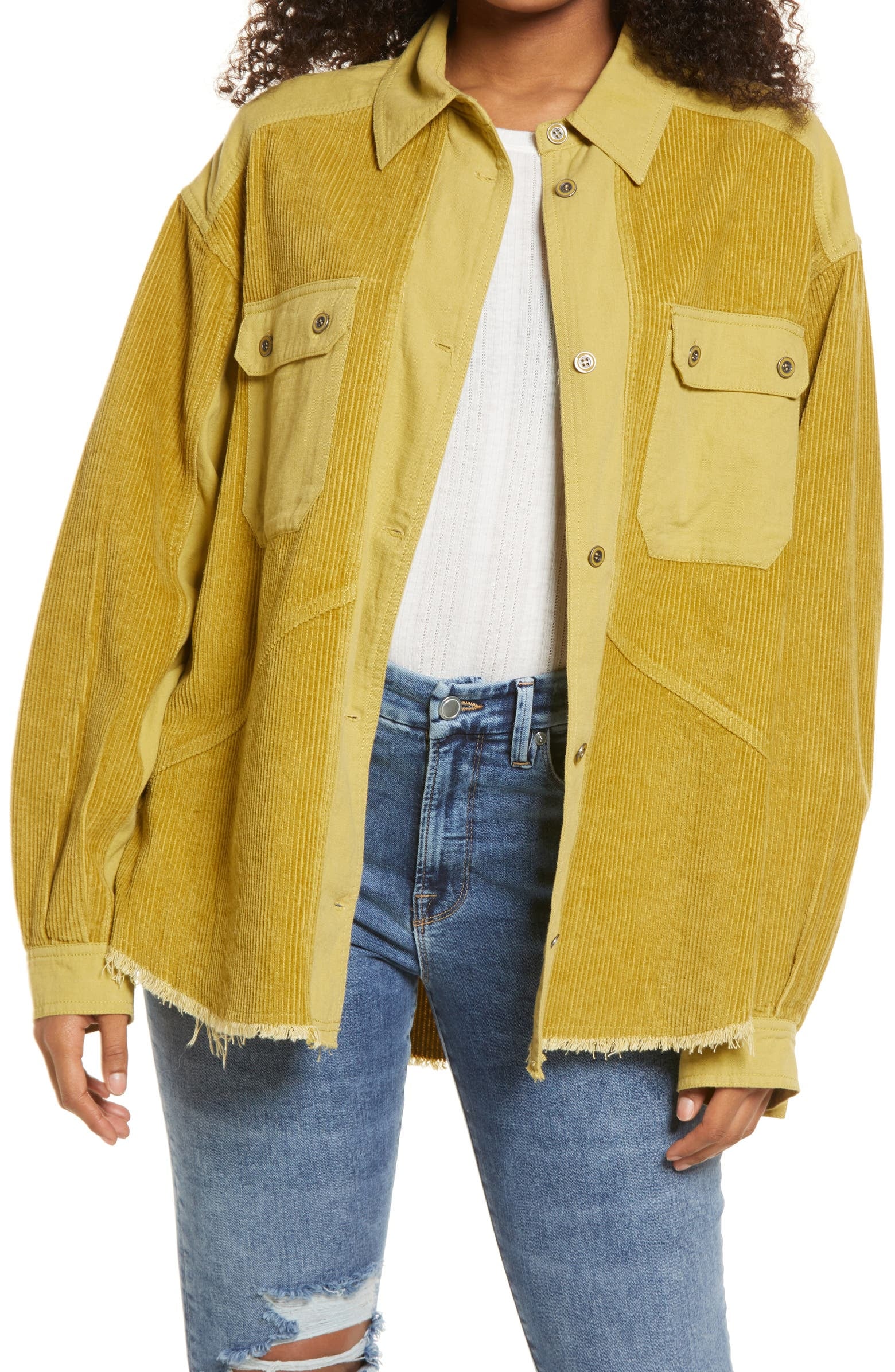 Frayed Corduroy Shirt Jacket 