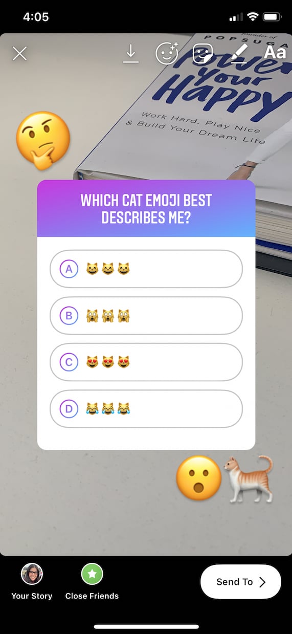 Add Some Emojis For A Little Extra Pizzaz And Hit Send! | This New  Instagram Sticker Lets You Quiz Your Friends, And Brb, Updating My Story |  Popsugar Tech Photo 8