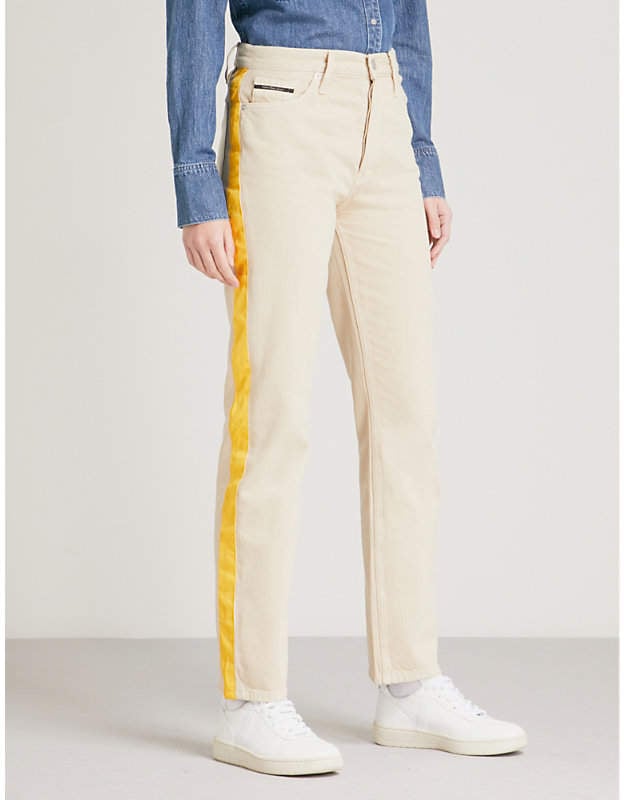 White jeans with sale side stripe