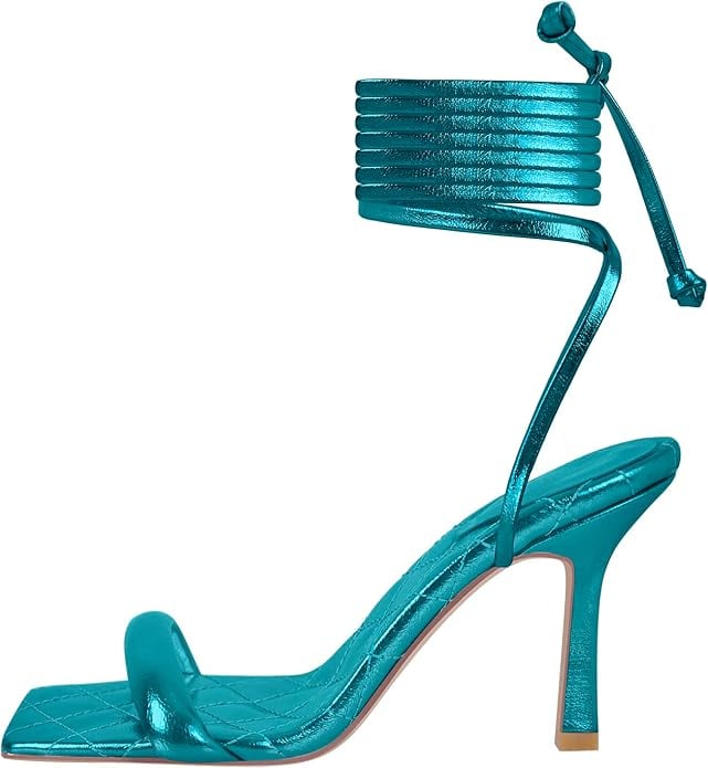 MissHeel Soft Padded Metallic Lace Up High Heel Sandals