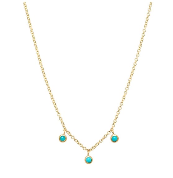 Jennifer Meyer 3 Turquoise Mini Bezel Dangle Necklace