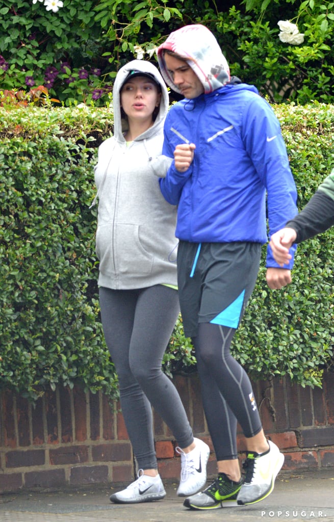 Scarlett Johansson and Romain Dauriac Leaving Gym in London