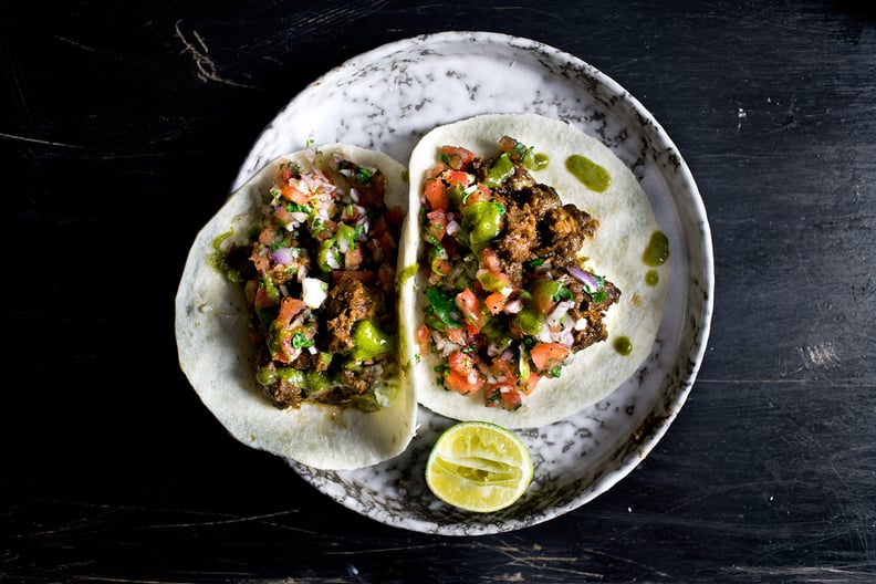 Jerked Sriracha Roast Pork Tacos With Kiwi Salsa Verde