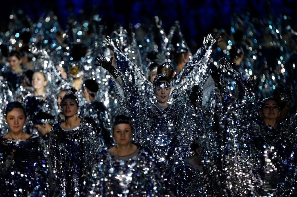 Dancers in sparkly silver outfits took the spotlight.
