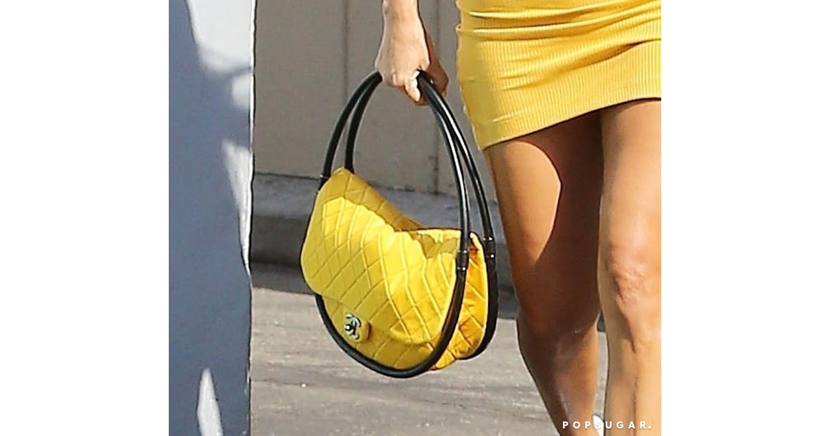 Kourtney Kardashian Yellow Reformation Dress and Chanel Bag | POPSUGAR ...