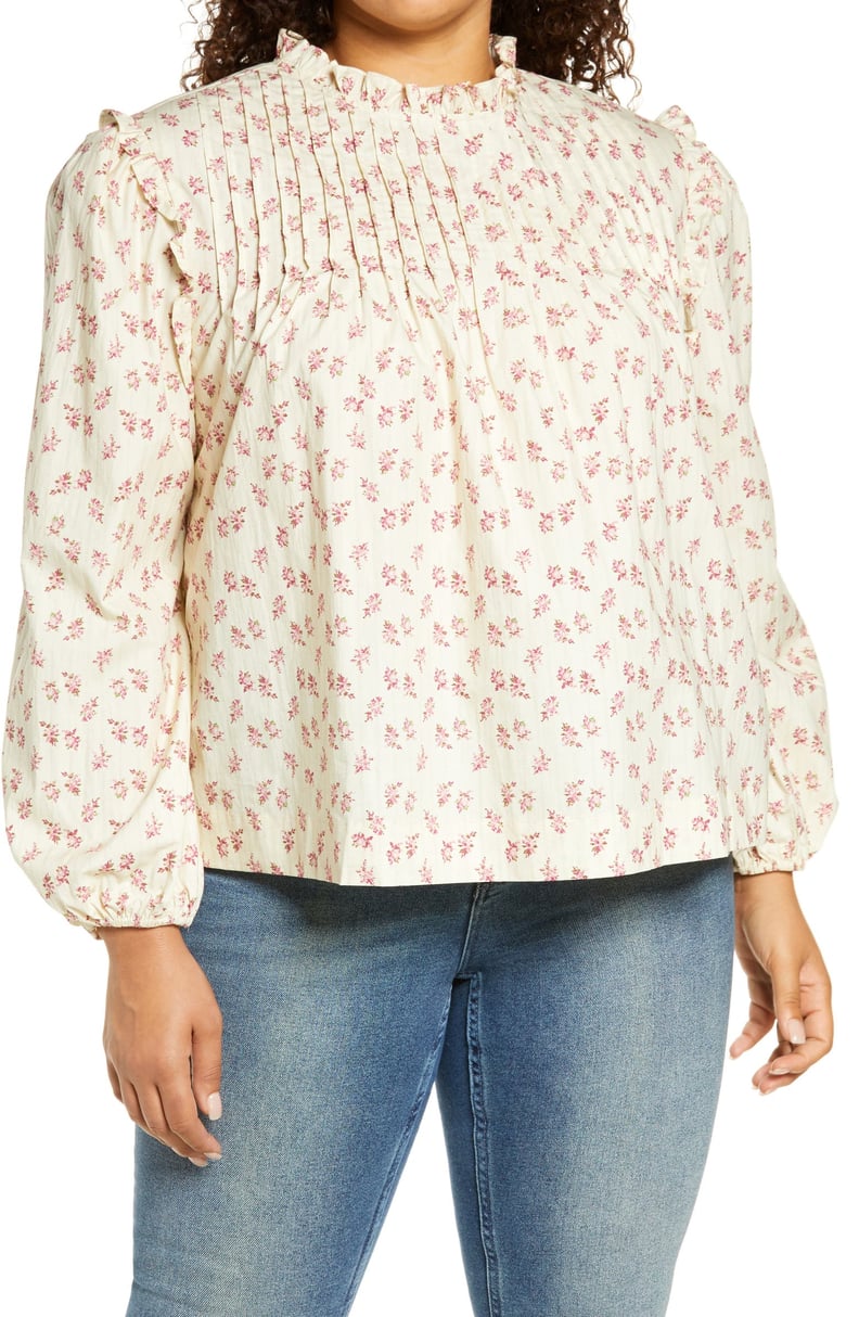 Wayf Linford Floral Pintuck Top