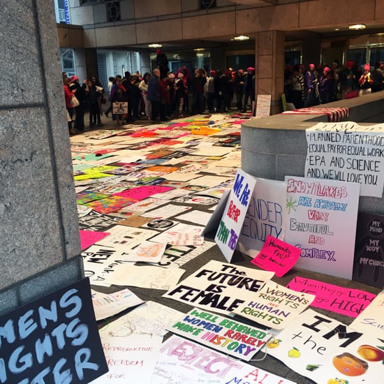 People Leave March on Washington Signs