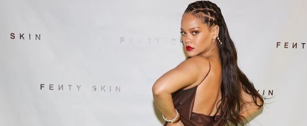 Rihanna's Brown Leather Dress at Her Fenty Skin Launch