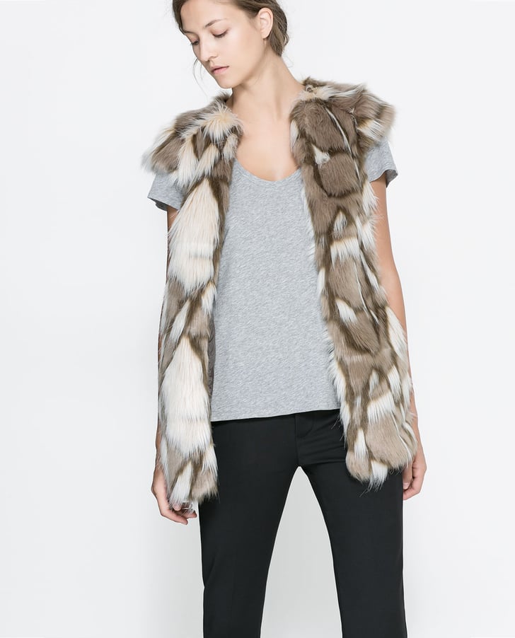 zara faux fur vest