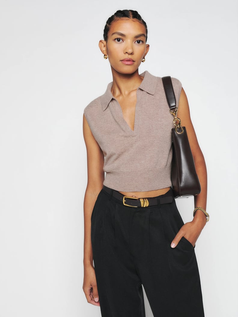 A Collared Sweater Vest: Reformation Gezim Collared Sweater Vest