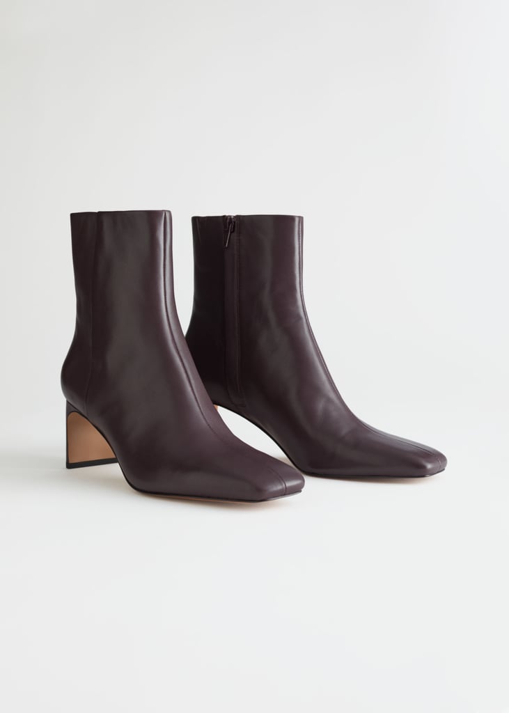 & Other Stories Slim Block Heel Leather Boots