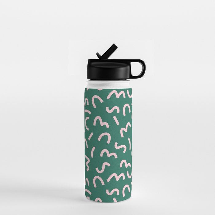 Funky Green and Pink Pattern Water Bottle