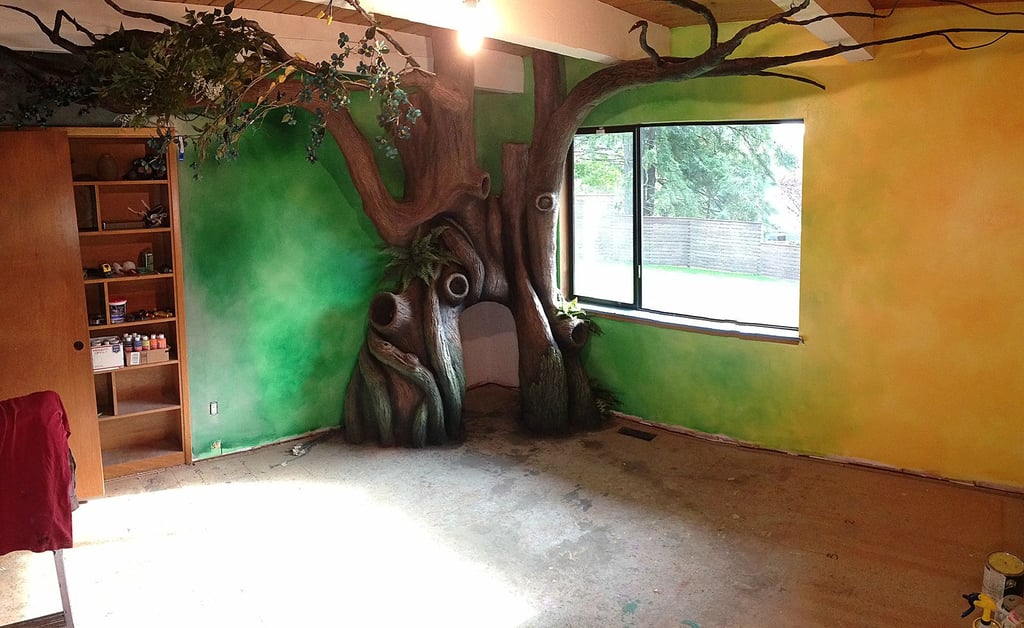 To get the ombré effect, he blended and then glazed the paint.