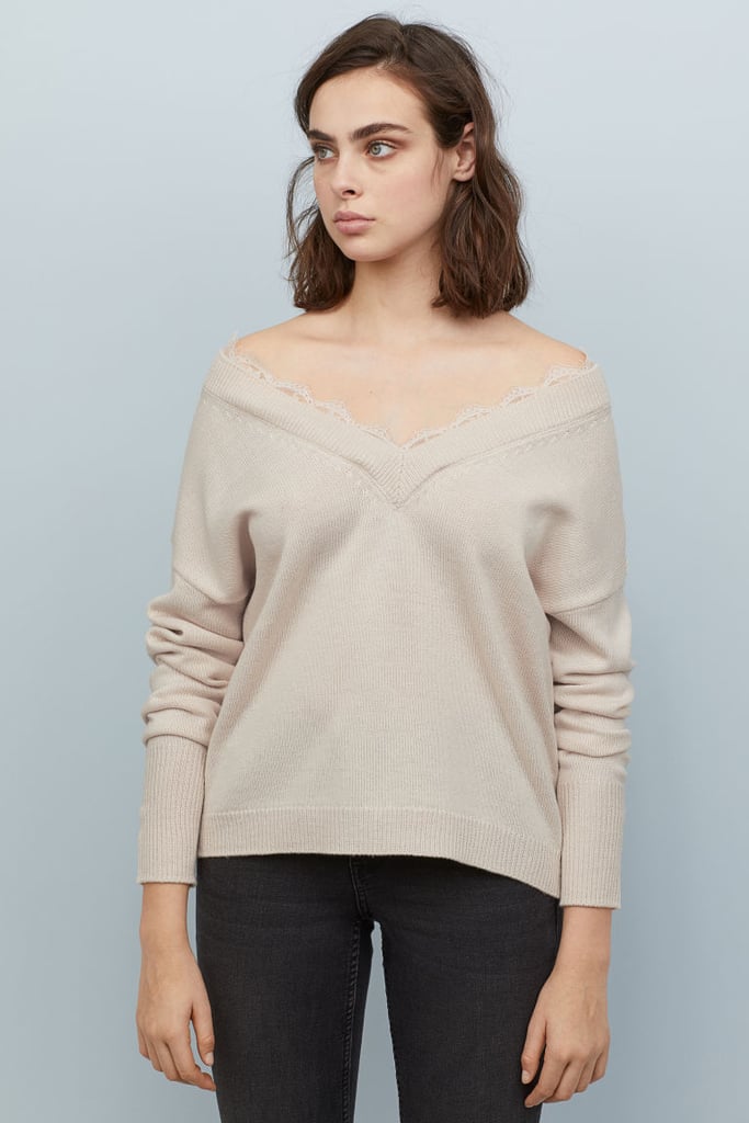 H&M Lace-Trimmed Sweater