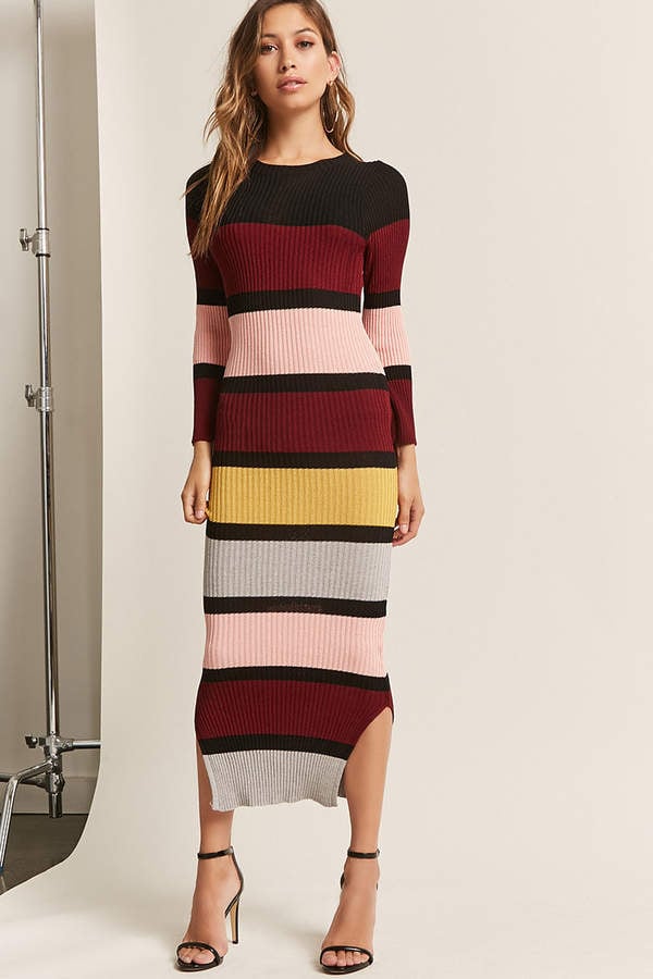 Forever 21 Colorblock Bodycon Maxi Dress | Best Striped Dresses 2018 ...
