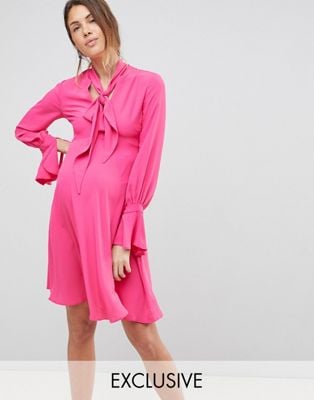 Queen Bee Dress With Tie Neck Detail