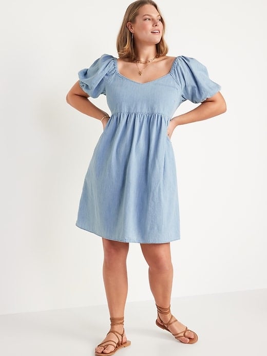 Old Navy Smocked Chambray All-Day Fit & Flare Dress