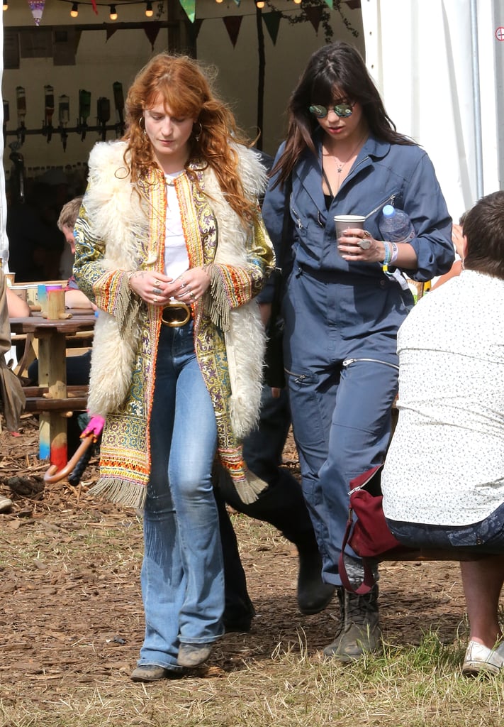 Florence Welch and Daisy Lowe at Glastonbury 2015