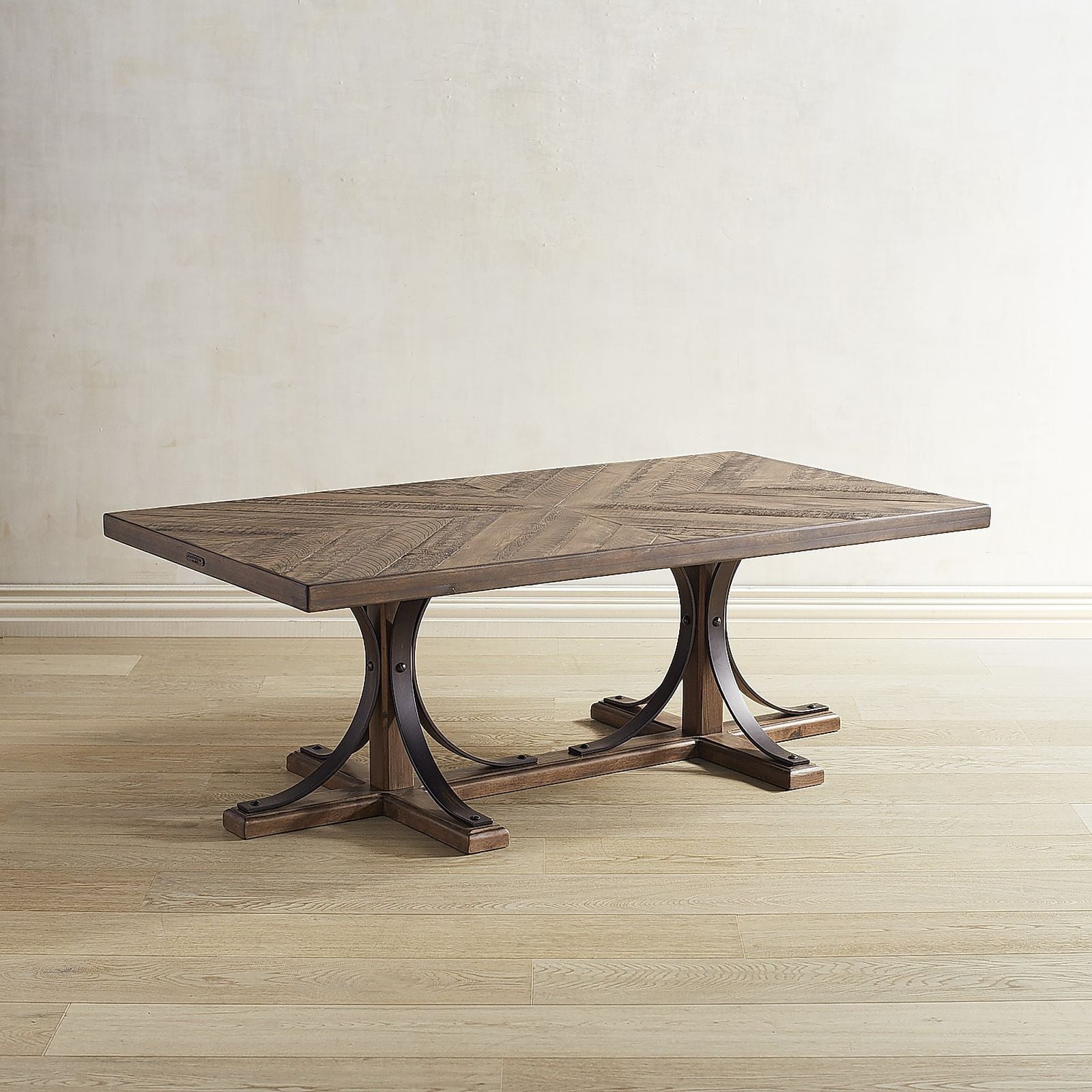 Magnolia home iron cheap trestle dining table