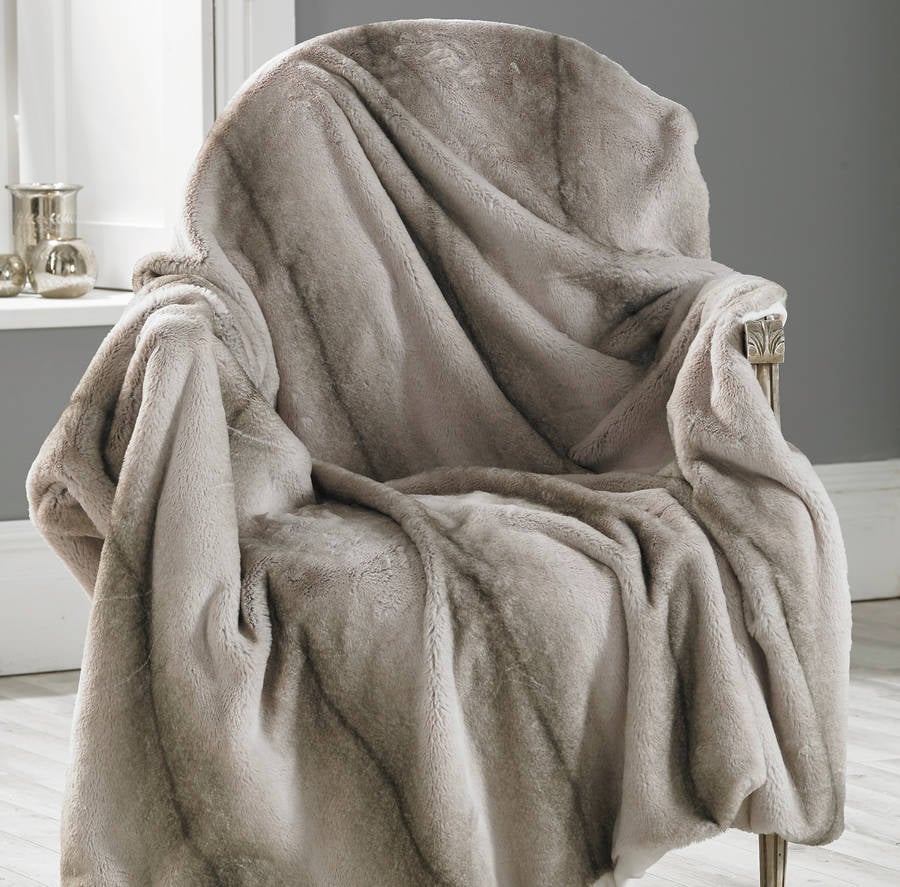 Ella James Faux Angora Striped Throw