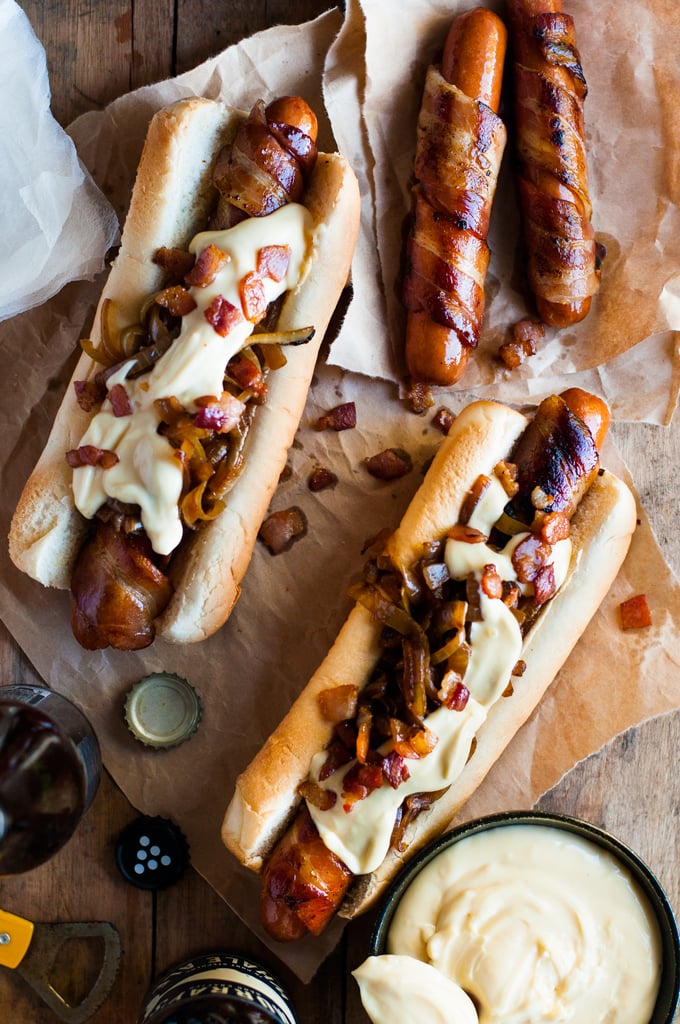 Bacon-Wrapped Hot Dogs With Cheese Sauce