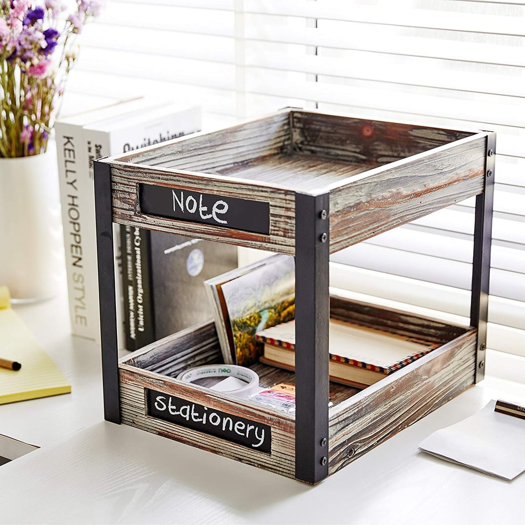 Industrial Style Torched Wood Desktop Tray