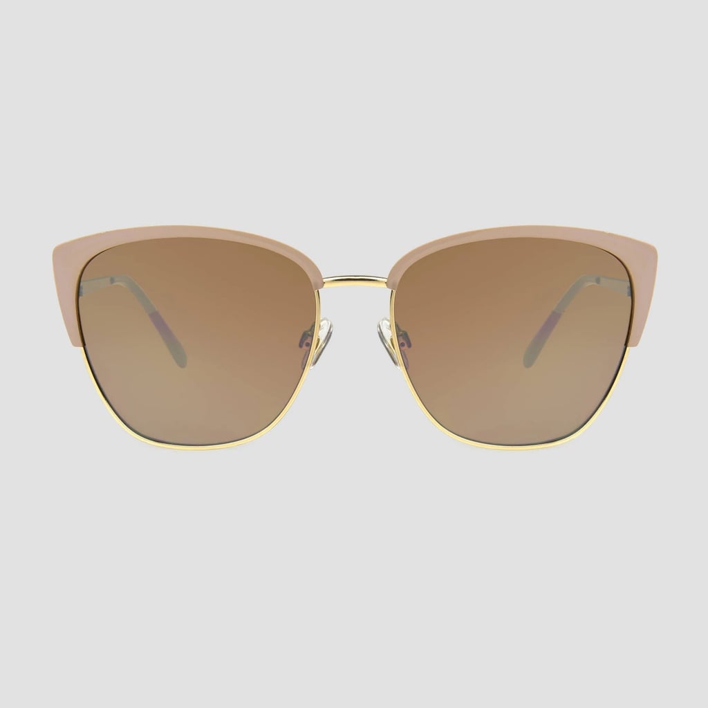 A New Day Beige Retro Browline Sunglasses