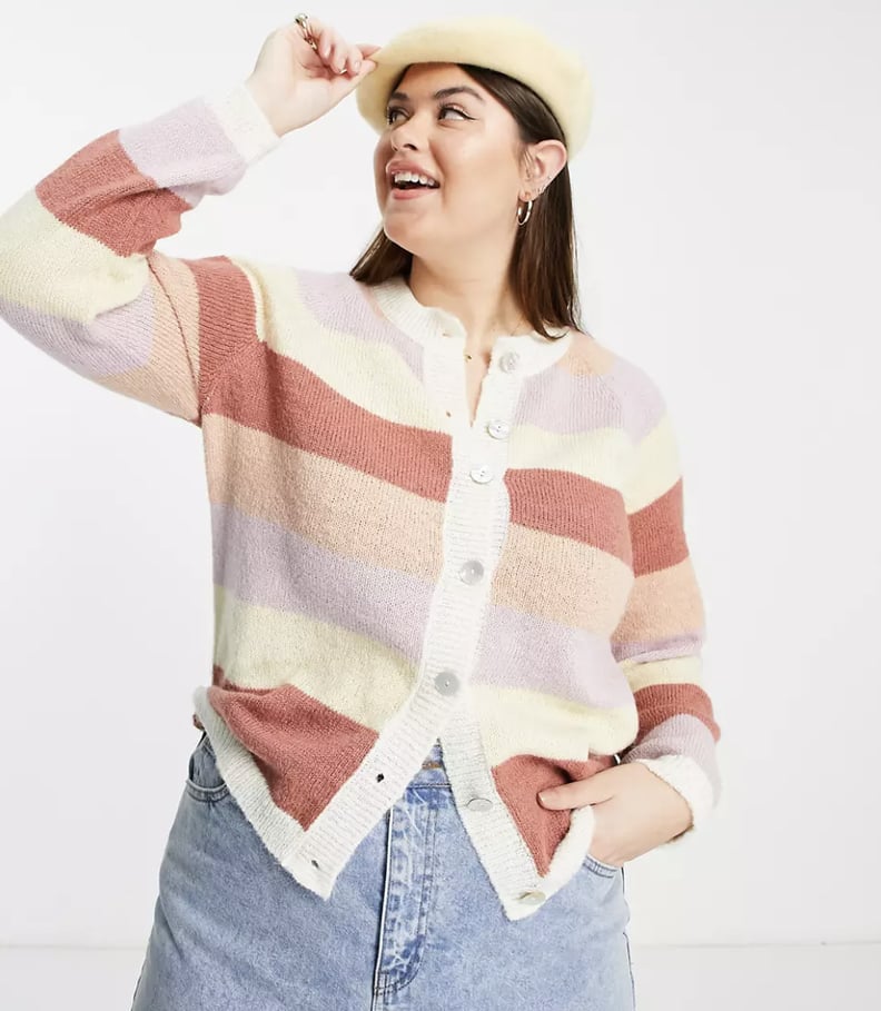 Pieces Curve Pastel Stripe Cardigan